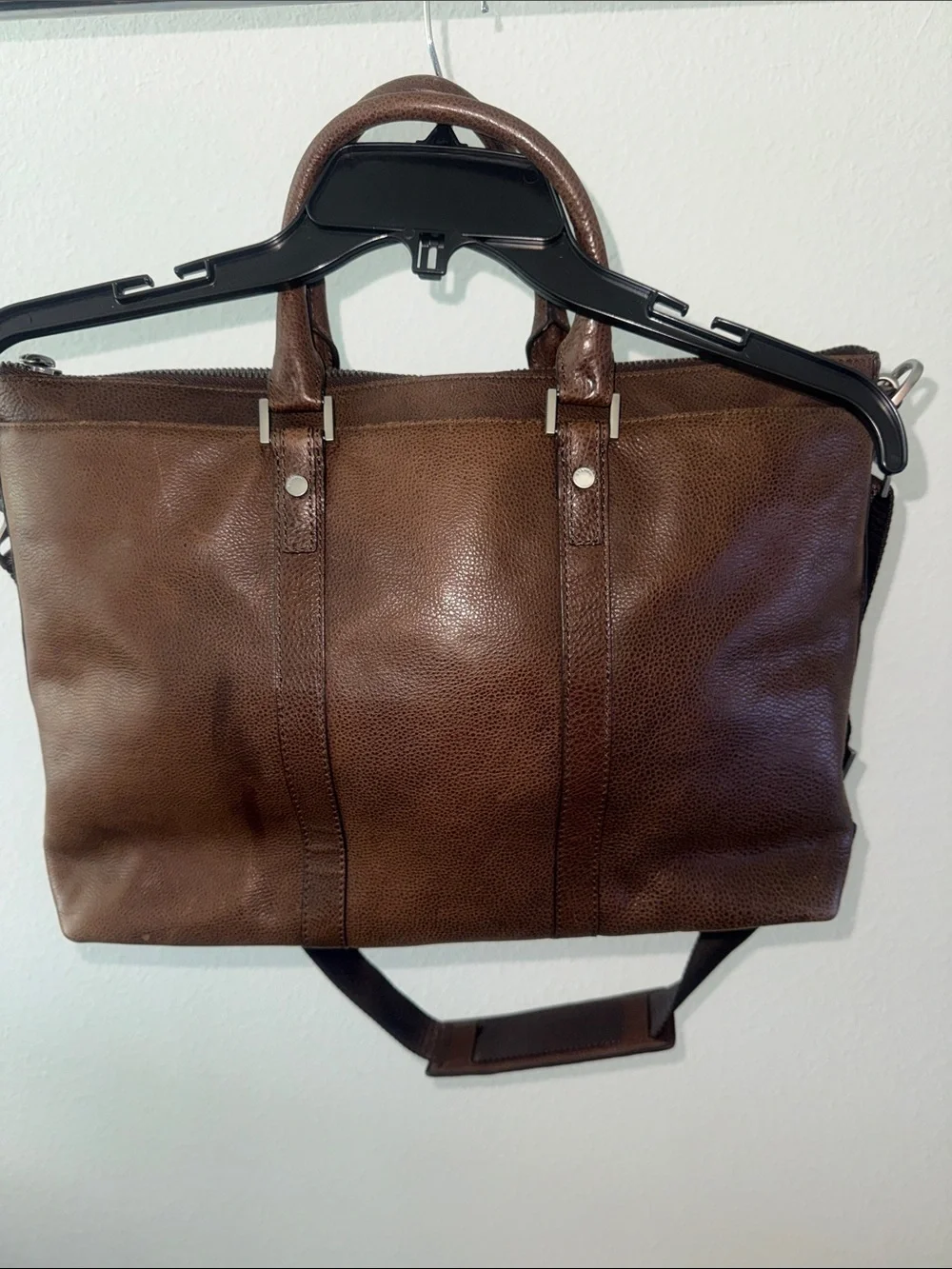 Brahmin Vintage Leather Brown Briefcase with Shoulder Strap